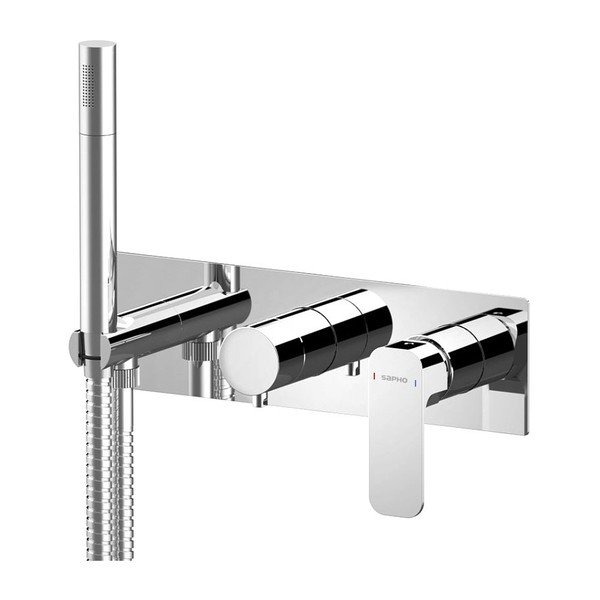 Baterie argintiu-lucios pentru duș încastrată (3 ieșiri) Spy – Sapho