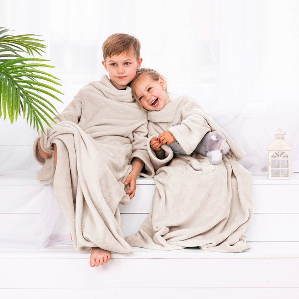 Pătură cu mâneci pentru copii DecoKing Lazykids, bej-image-3