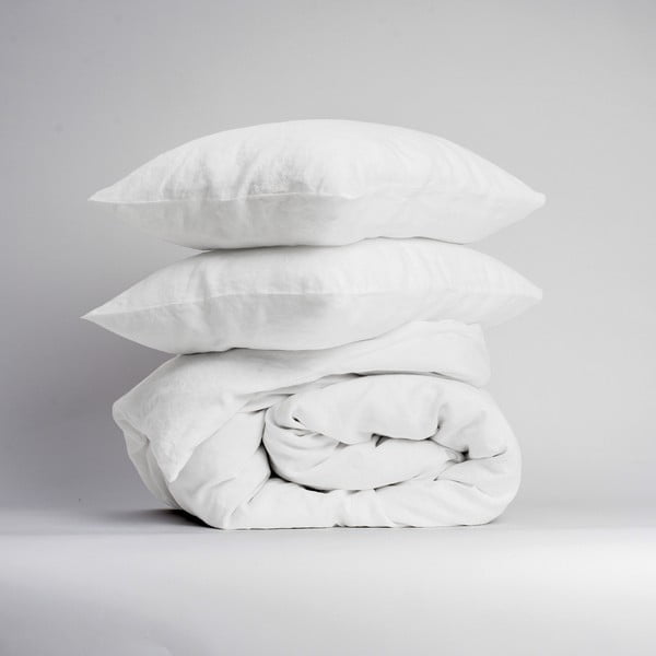 Lenjerie de pat albă din amestec de in pentru pat dublu/extinsă 240x220 cm – Linen Tales-image-1