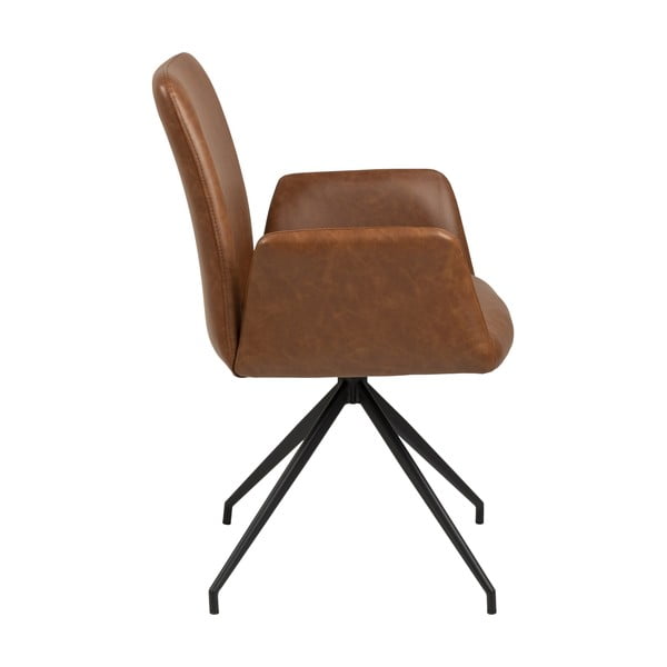 Scaun de sufragerie maro coniac cu cotiere tapițat Naya – Actona-image-4