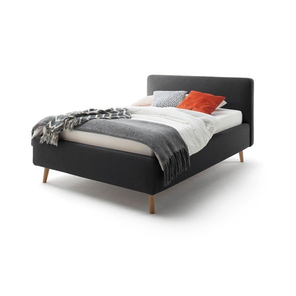 Pat gri antracit tapițat fără somieră 120x200 cm Mattis – Meise Möbel-image-2