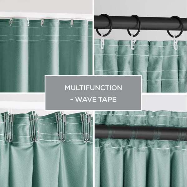 Draperie verde-deschis dimout (semi-opacă) din catifea 140x245 cm Pleat – Restilo-image-3