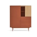 Comodă cărămiziu-natural înaltă cu aspect de lemn de stejar 100x120 cm Otto – Teulat