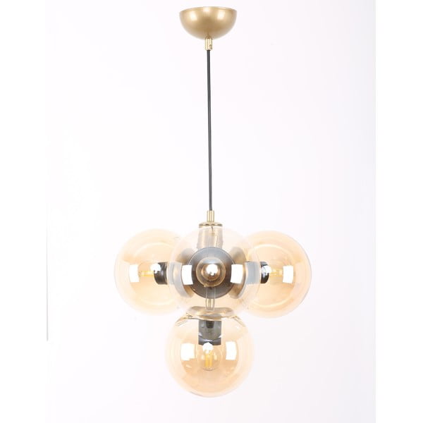 Lustră galben-auriu cu abajur din sticlă ø 15 cm Hector – Squid Lighting-image-3