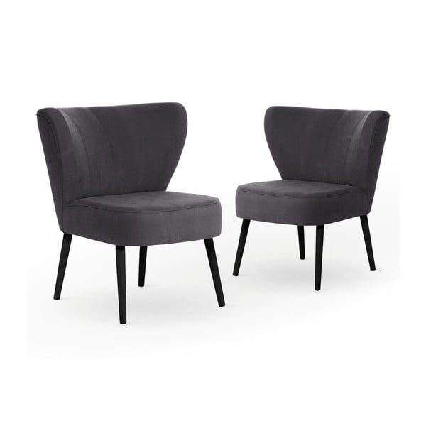 Set 2 scaune cu picioare negre My Pop Design Hamilton, gri antracit