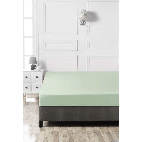Cearceaf verde deschis din bumbac cu elastic 140x200 cm – Mijolnir-image-2