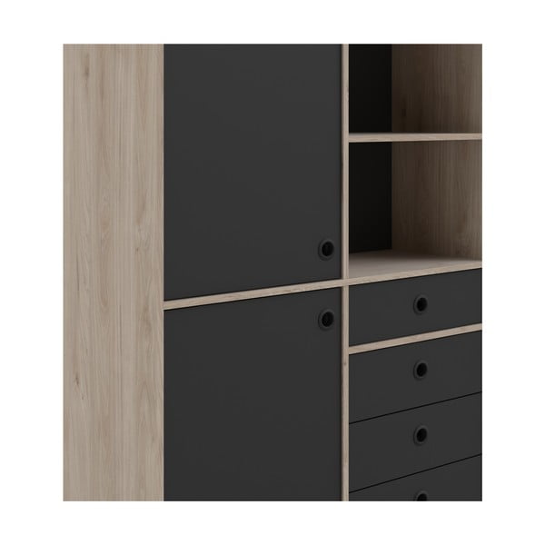 Comodă neagră cu ramă cu aspect de stejar Tvilum Rome, 99x154 cm-image-1