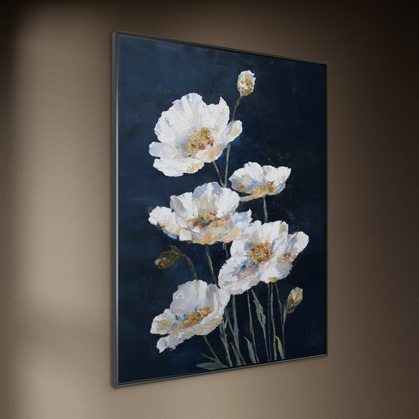 Tablou cu ramă imprimat 60x80 cm White Poppies – Styler-image-2