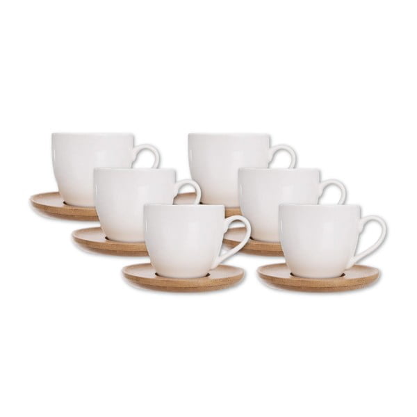 Set de 6 cești din porțelan alb de 125 ml Whiteline - Orion