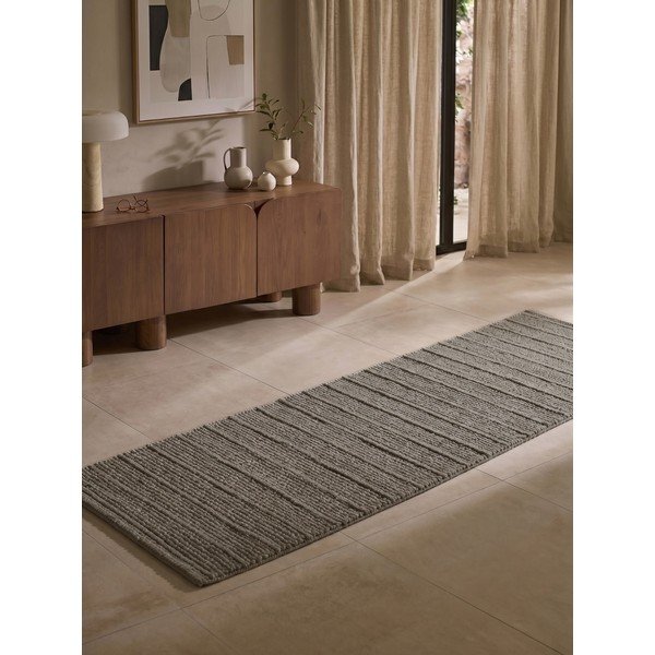 Covor tip traversă gri închis/maro închis țesut manual din lână 80x250 cm Camden Parker – Ted Baker-image-1