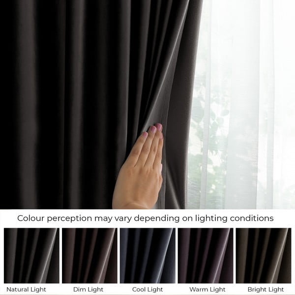 Draperie neagră dimout (semi-opacă) din catifea 140x245 cm Eyelets – Restilo-image-4