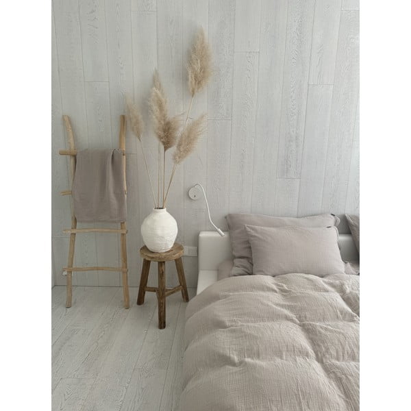 Lenjerie de pat bej din muselină pentru pat dublu 200x200 cm Plain Muslin – Butter Kings