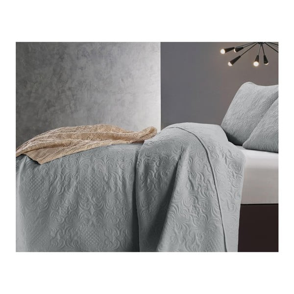 Cuvertură din micropercal cu o față de pernă Dreamhouse Velvet Clara, 180 x 250 cm, gri deschis-image-2