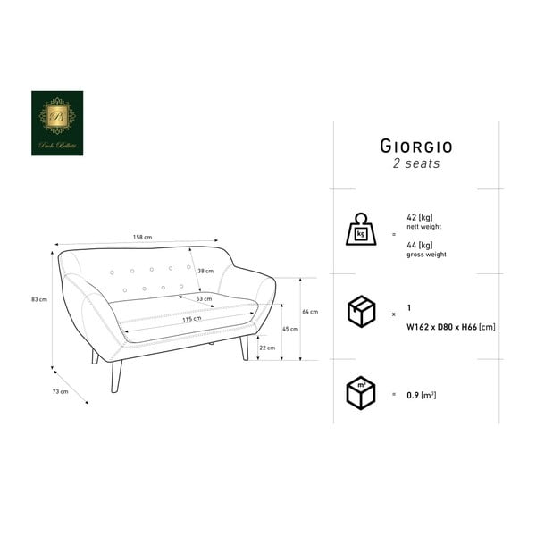 Canapea cu 2 locuri Mazzini Sofas AMELIE, mov-image-1