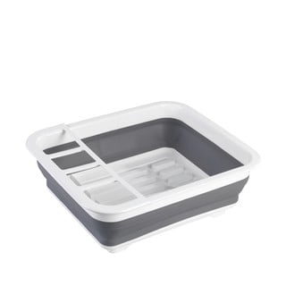 Scurgător pliabil pentru vase Wenko Rack, alb-gri