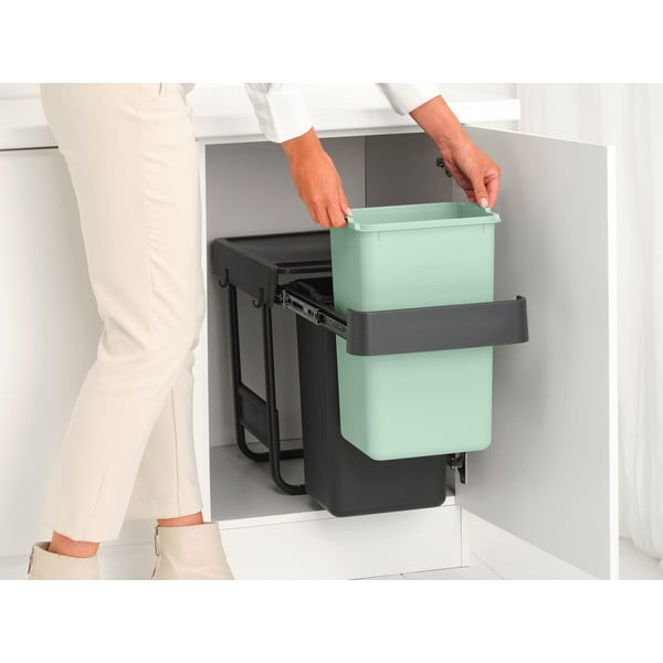 Coș de gunoi verde mentă/gri închis de reciclat/ încorporat din plastic 30 l Sort&Go – Brabantia-image-1