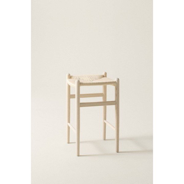 Scaun de bar în culoare naturală deschisă din lemn de ulm (înălțime șezut 63 cm) Nattavaara – Jotex-image-1