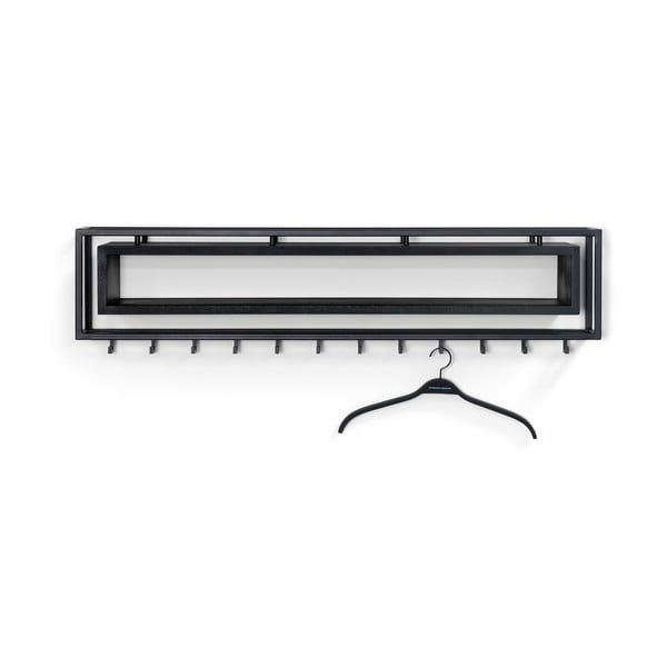 Cuier de perete negru cu raft din metal School – Spinder Design