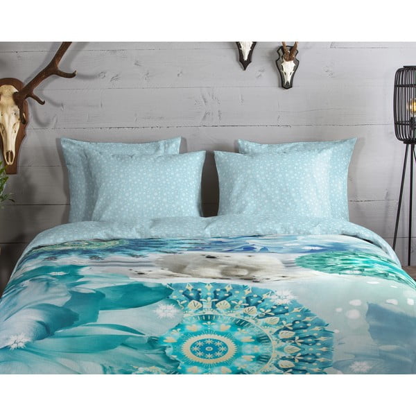 Lenjerie de pat albastră din flanelă pentru pat de o persoană 140x200 cm Seppo – HIP-image-2