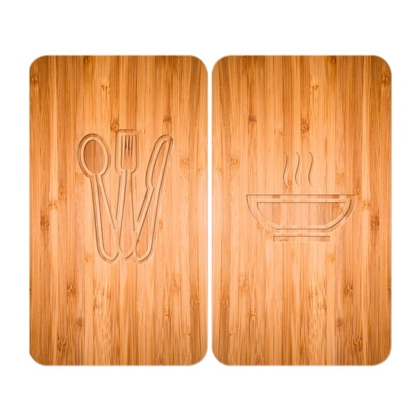 Set 2 protecții din sticlă pentru aragaz Wenko Lunch, 52 x 30 cm