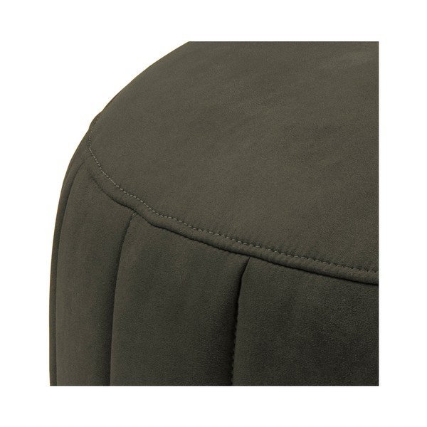 Puf cu husă din piele sintetică Actona Doria, ⌀ 60 cm, verde olive închis-image-1