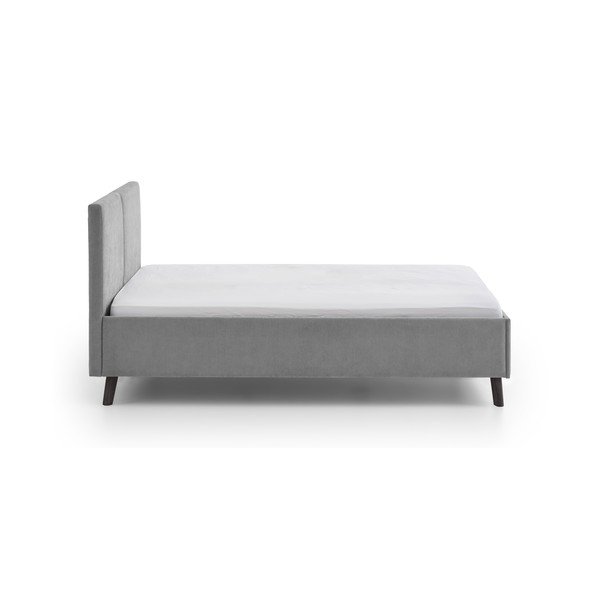Pat matrimonial gri tapițat cu somieră 140x200 cm Piano – Meise Möbel-image-2