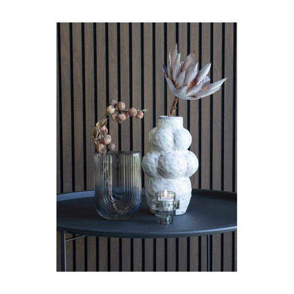 Vază gri deschis din sticlă (înălțime 19 cm) – House Nordic-image-1