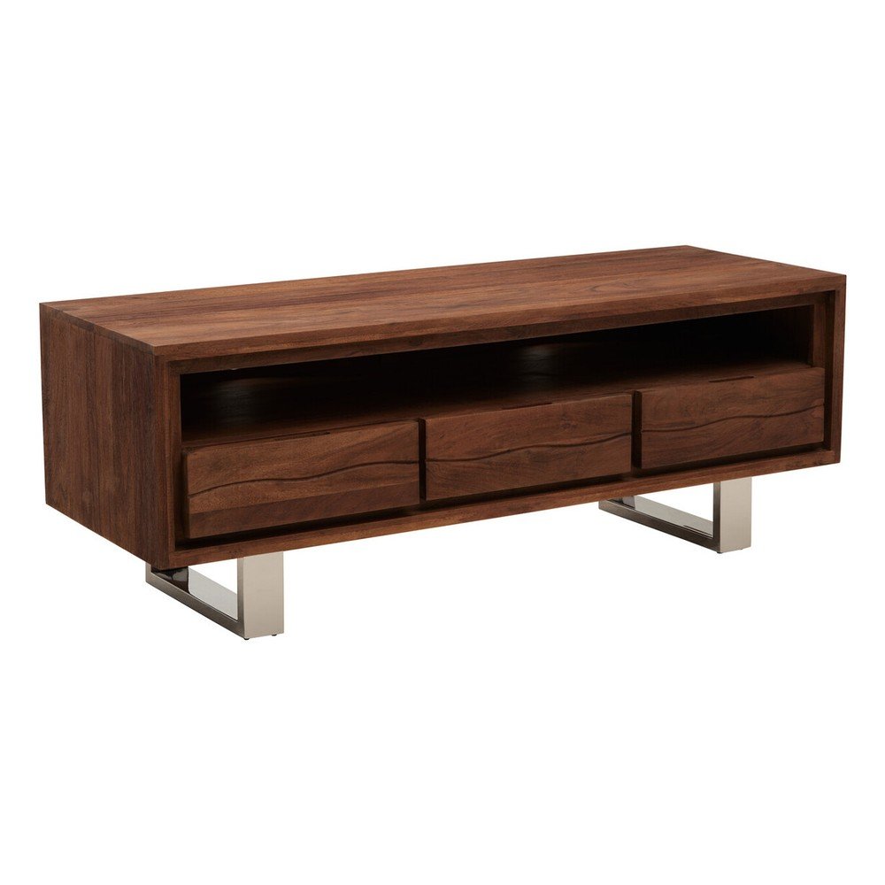 Comodă TV în culoare naturală închisă din lemn de acacia 140x52x50 cm Simla – Premier Housewares