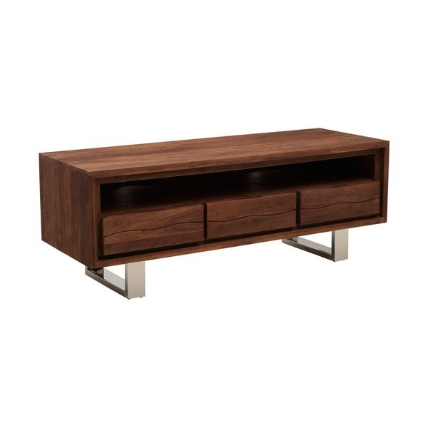 Comodă TV în culoare naturală închisă din lemn de acacia 140x52x50 cm Simla – Premier Housewares