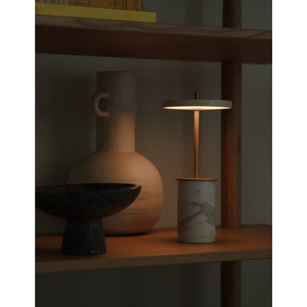 Veioză crem LED cu intensitate reglabilă din marmură cu abajur din metal (înălțime 25,5 cm) Asteria Move Mini – UMAGE-image-1