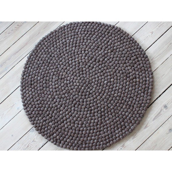 Covor cu bile din lână Wooldot Ball Rugs, ⌀ 120 cm, maro nucă-image-1