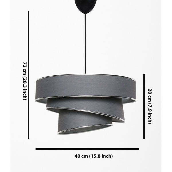Lustră gri antracit/argintie cu abajur textil ø 40 cm Couper – Opviq lights-image-2