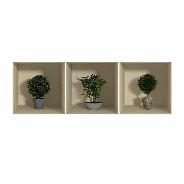 Set 3 autocolante cu efect 3D Ambiance Small Bushes-image-1