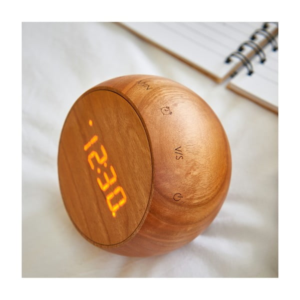 Ceas deșteptător din lemn de cireș cu afișaj LED Gingko Tumbler Click