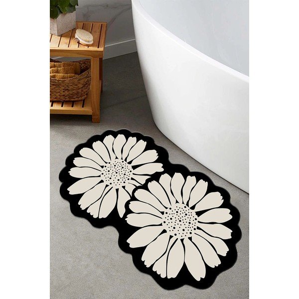 Covoraș de baie negru/crem 70x120 cm Flor Extrana – Foutastic-image-1