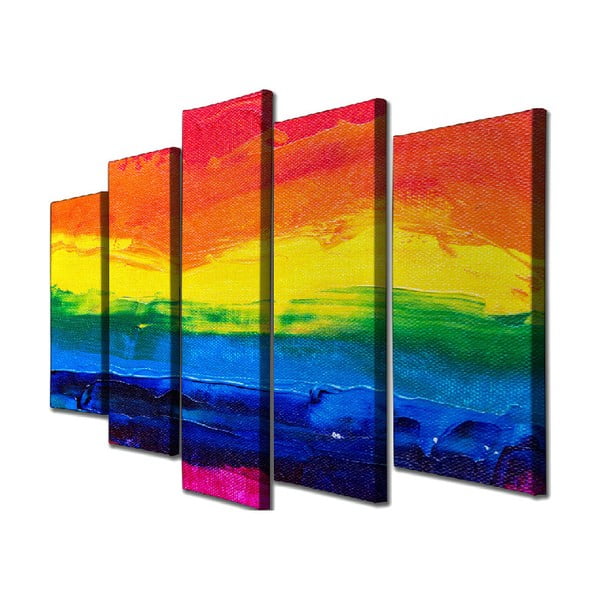 Tablou pe pânză din 5 piese Colorful Sunset