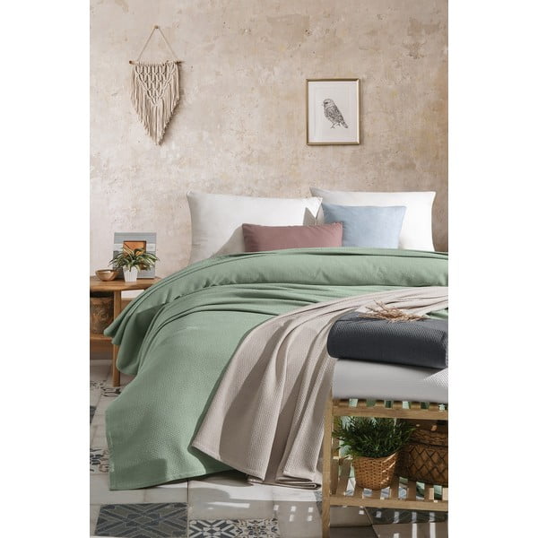 Cuvertură albă din bumbac pentru pat dublu 220x240 cm - Mijolnir-image-2