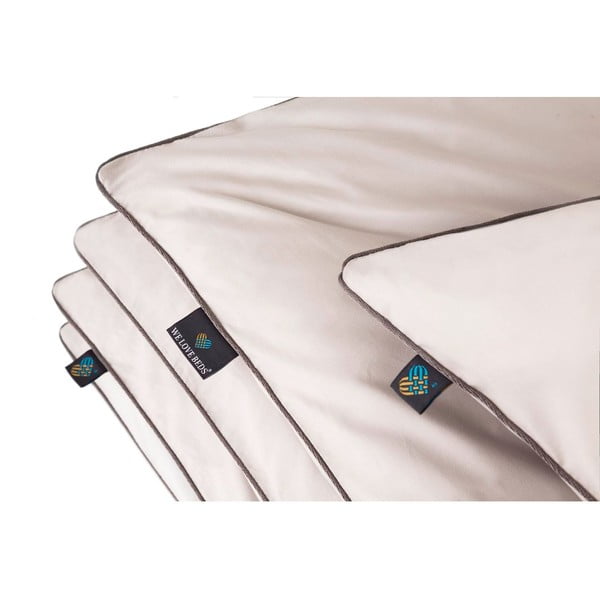 Husă de pilotă gri deschis din bumbac egiptean pentru pat dublu/extinsă 200x220 cm Perla – WeLoveBeds-image-1