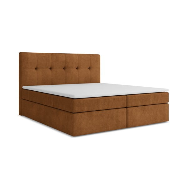 Pat boxspring teracotă cu spațiu de depozitare 180x200 cm Palta – Makamii