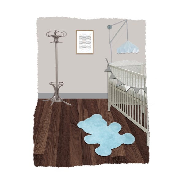 Covor lucrat manual pentru copii Nattiot Little Teddy, 80 x 100 cm, albastru-image-2