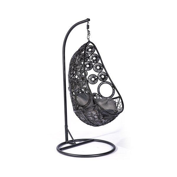 Scaun suspendat din ratan artificial Le Bonom Palma, negru-image-3