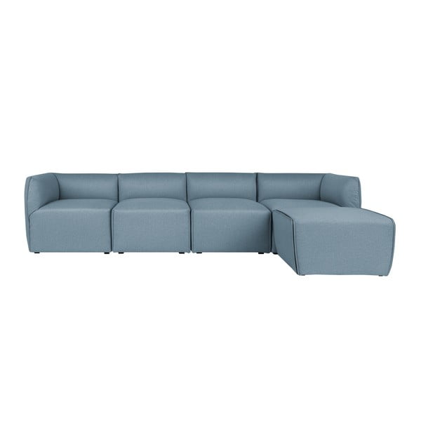 Canapea modulară cu 4 locuri și șezlong Norrsken Ollo, albastru