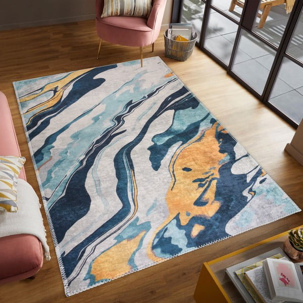 Covor galben-albastru lavabil 80x150 cm Colors of Joy – Vitaus-image-1