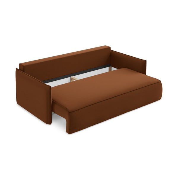 Canapea teracotă extensibilă/cu spațiu de depozitare cu tapițerie din catifea 225 cm Hula – Makamii-image-3