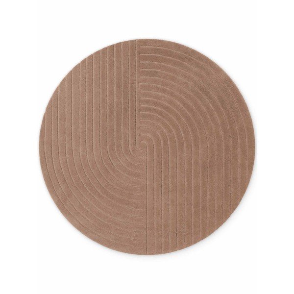 Covor bej țesut manual rotund din lână ø 120 cm Arcura – Vikosa
