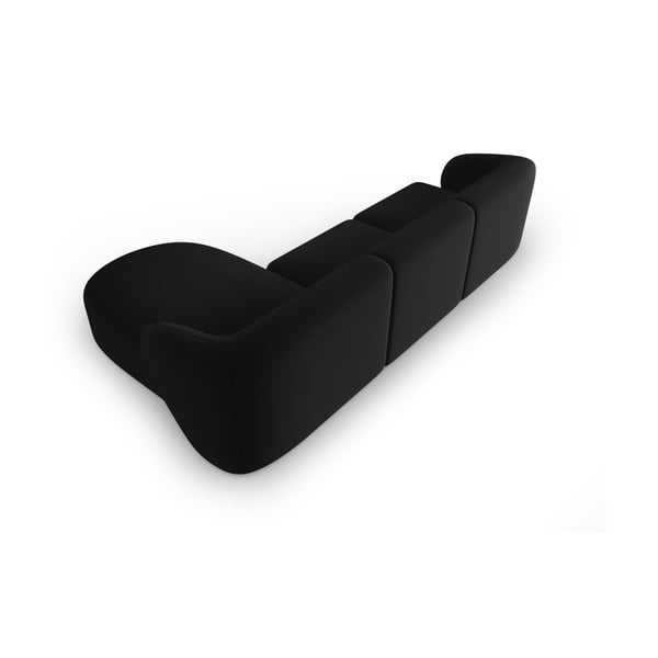 Colțar negru cu tapițerie din catifea (cu colț pe partea dreaptă, cu șezlong) Paolo – Milo Casa-image-3