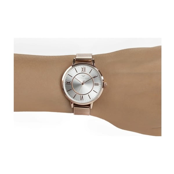 Set ceas metalic de damă și brățară Victoria Walls Centoro, maro-image-3