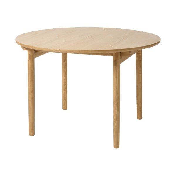 Masă de dining rotundă extensibilă cu aspect de lemn de stejar ø 120 cm Carno – Unique Furniture-image-2
