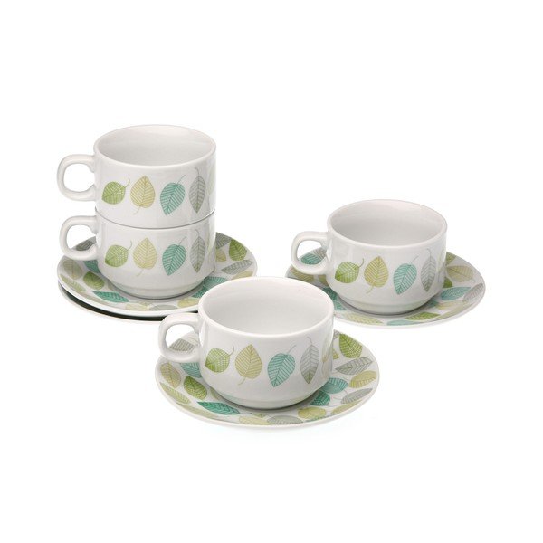 Set 4 cești cu farfurie și suport Versa Leaf-image-1
