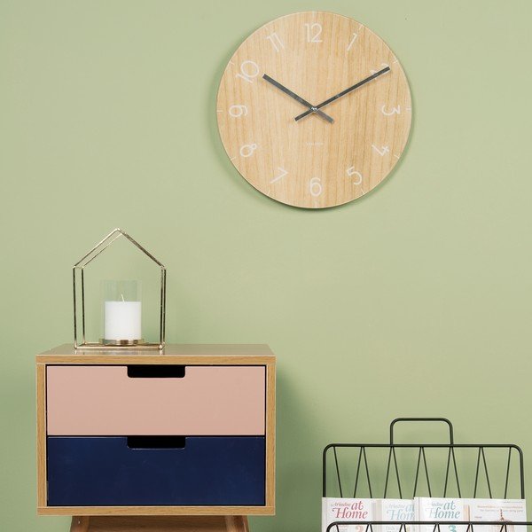 Ceas de perete, de dimensiune medie, Present Time Glass Wood, bej-image-1
